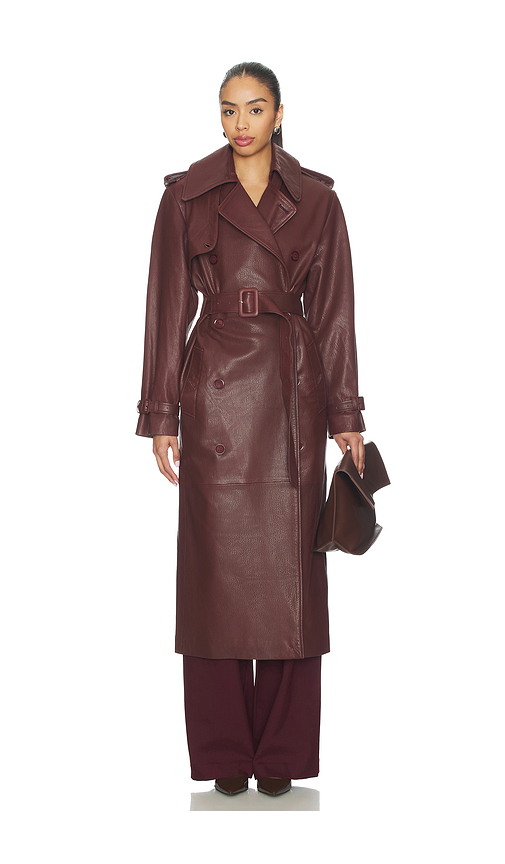 MANOKHI Melissa Trench Coat in Burgundy. 36. Also