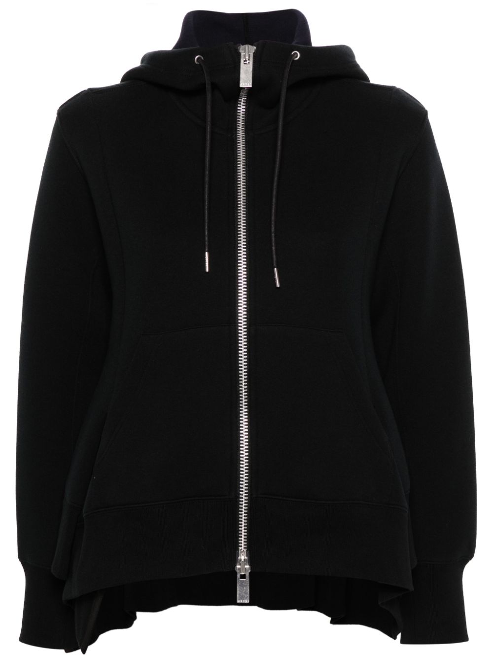 Asymmetric zip-up hoodie - Black