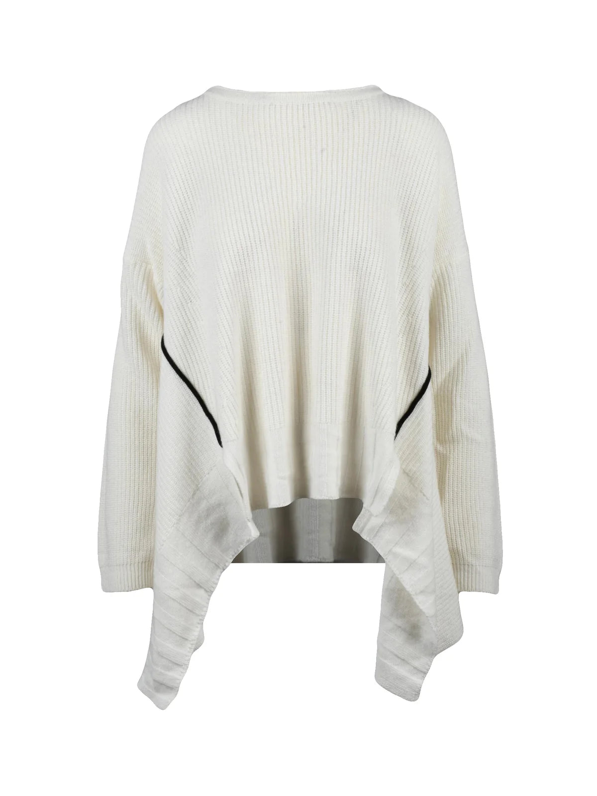 Asymmetric Crewneck Sweater with Extended Side Panels