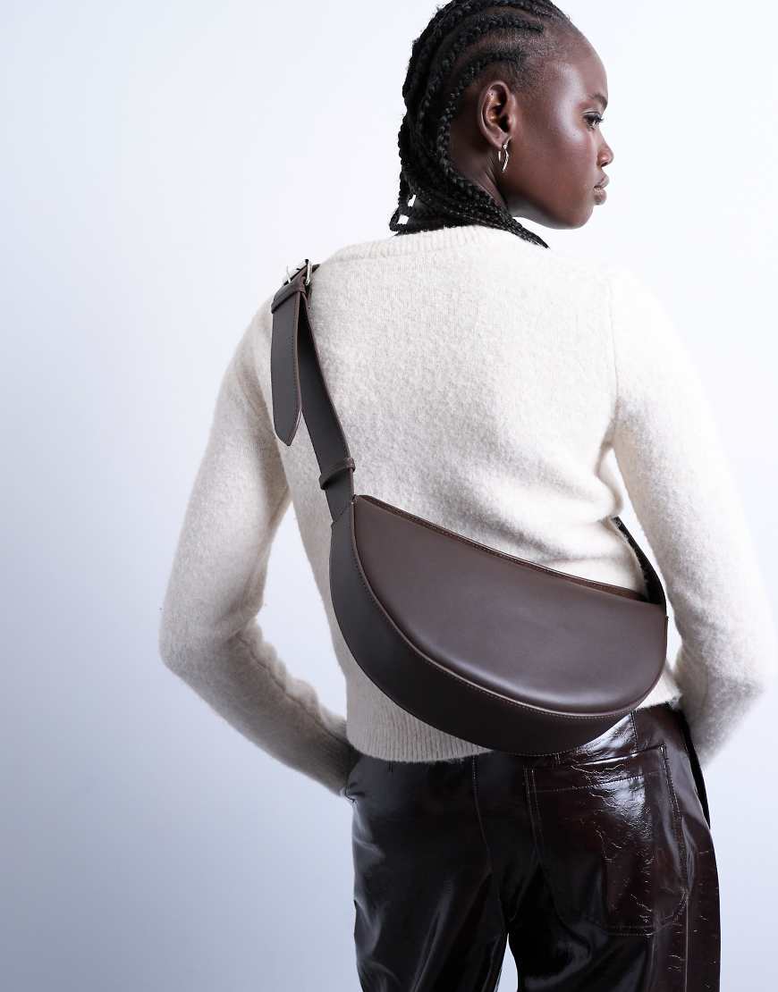 Cooper cross body real leather bag in chocolate-Brown