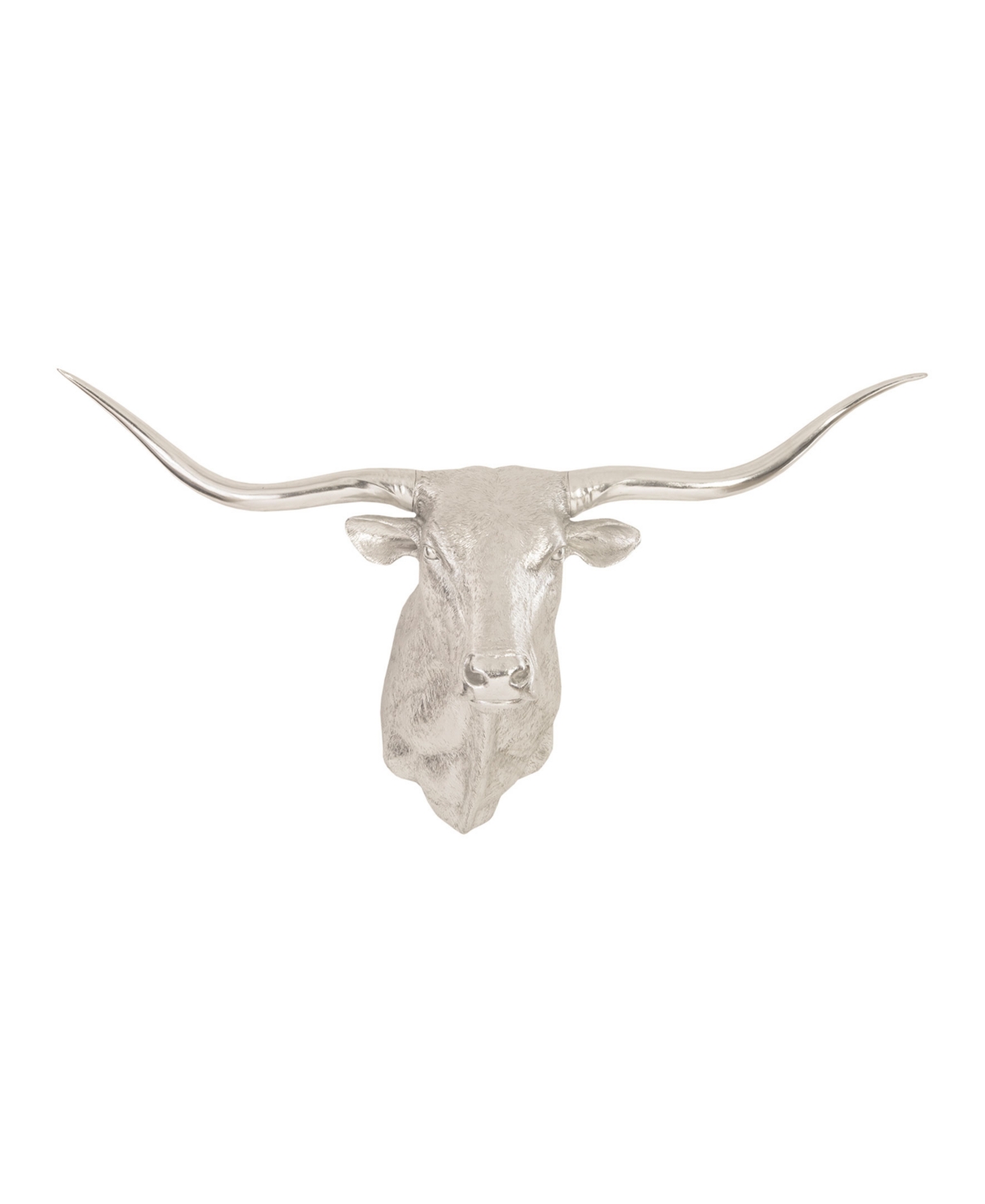 Longhorn Bull Leaf Resin Wall Art - Silver