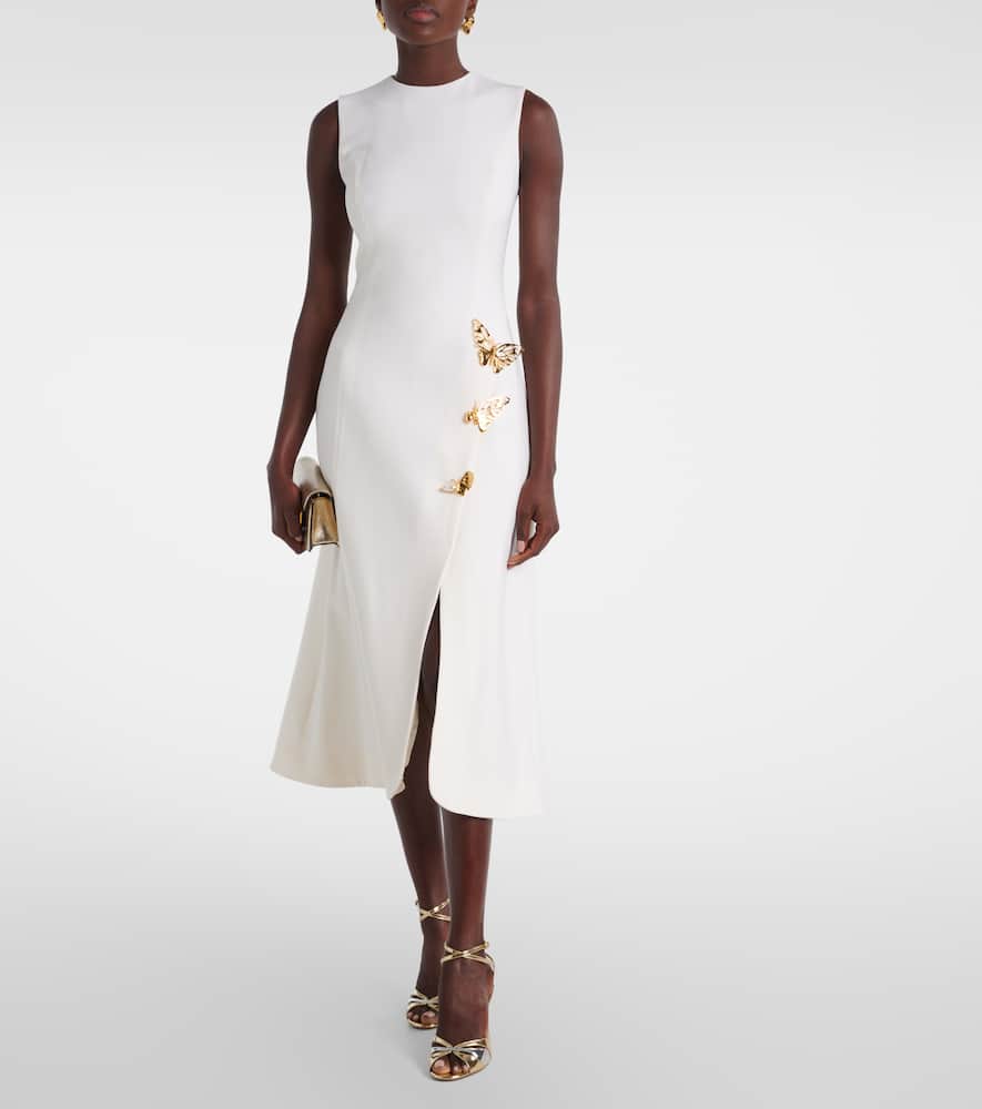 Embellished wool-blend cocktail dress