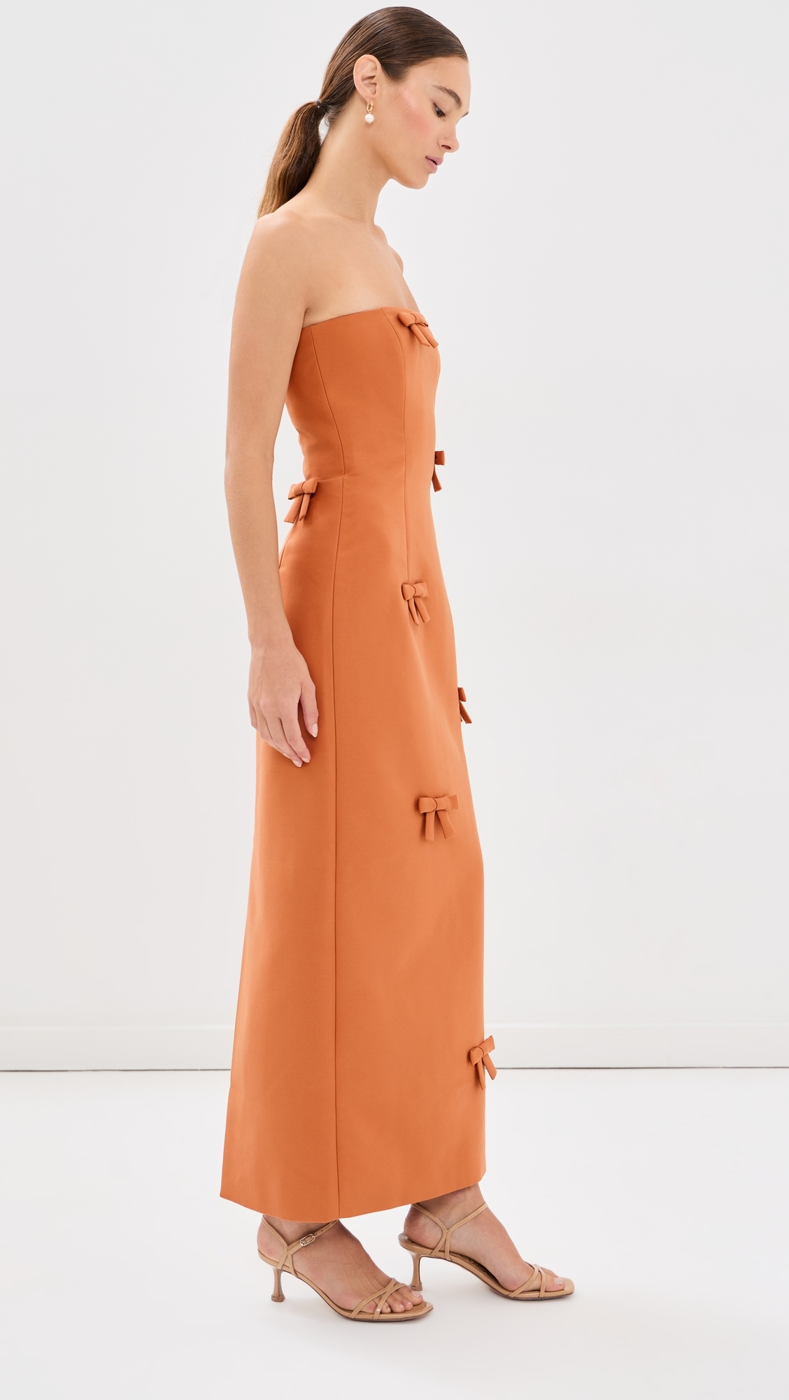 Rayna Bow Bustier Maxi Dress Ochre