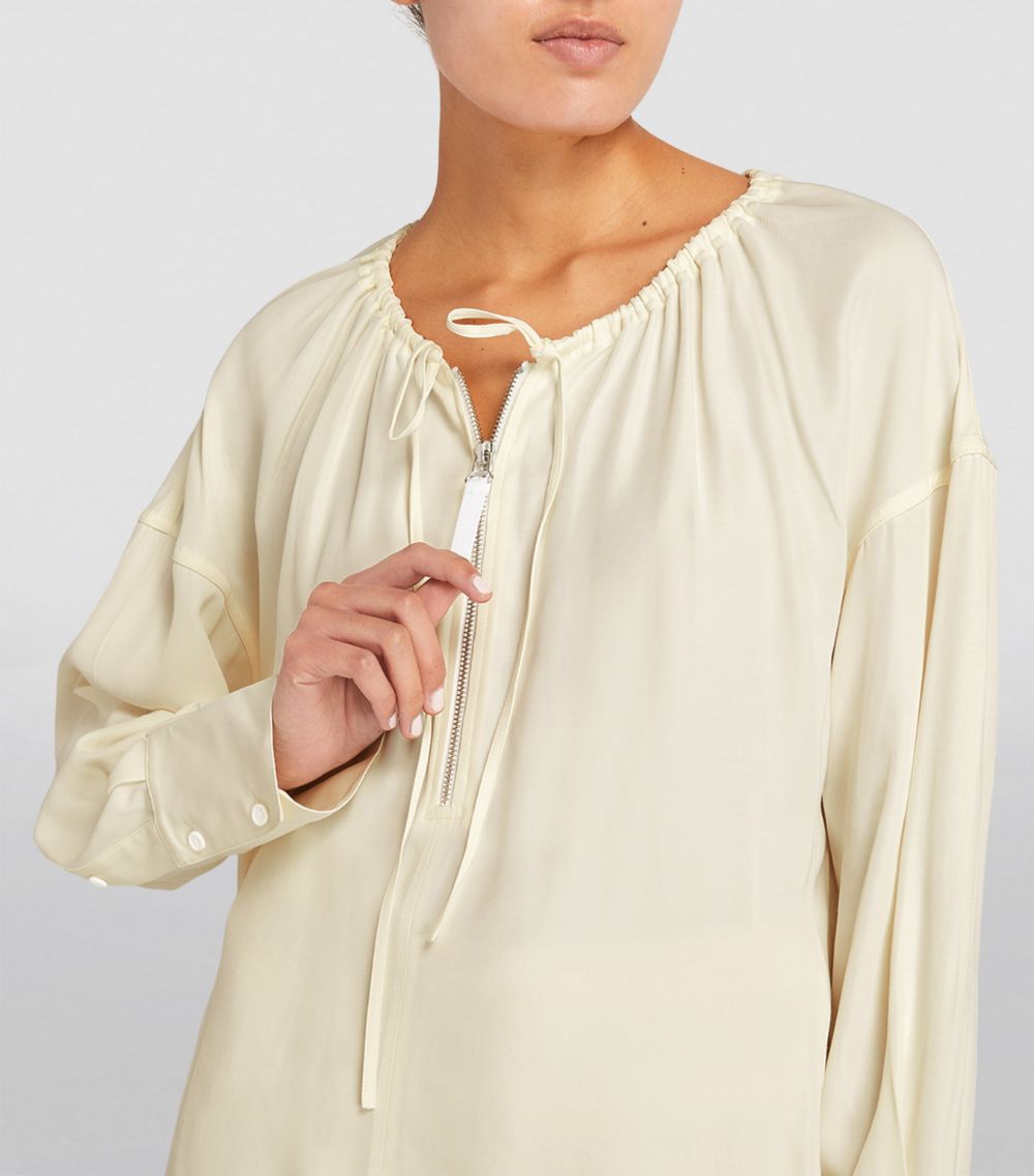 Oversized Half-Zip Drawstring Shirt