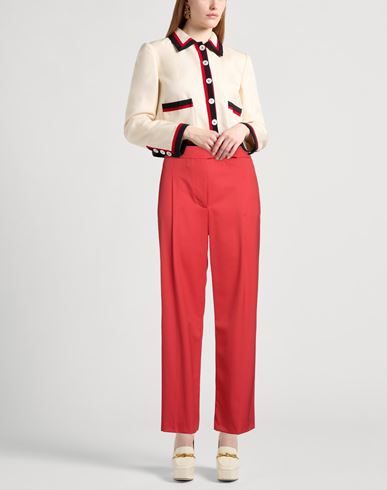 Woman Pants Coral Size 6 Polyester, Wool, Elastane