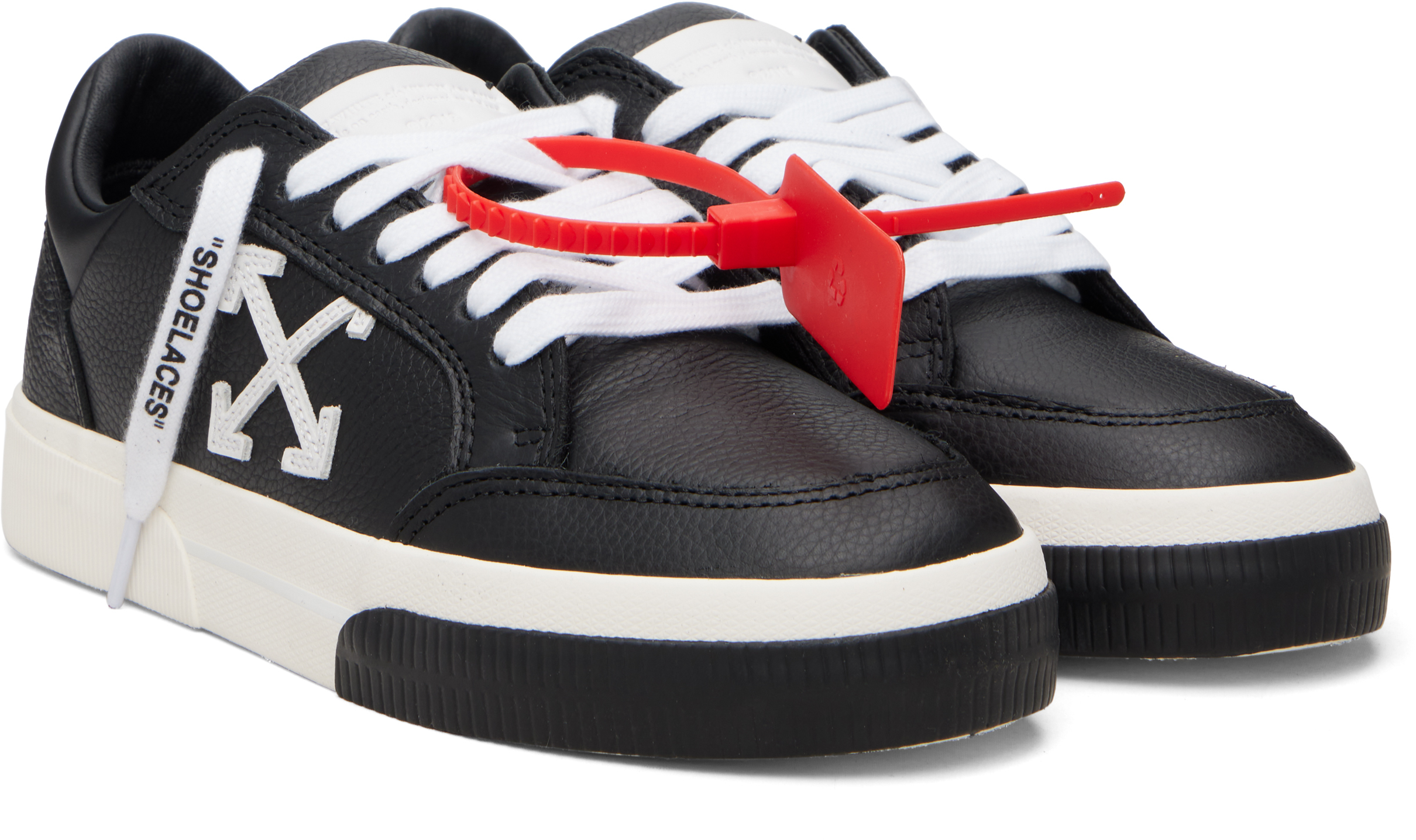 Black Vulcanized Low Calf Sneakers