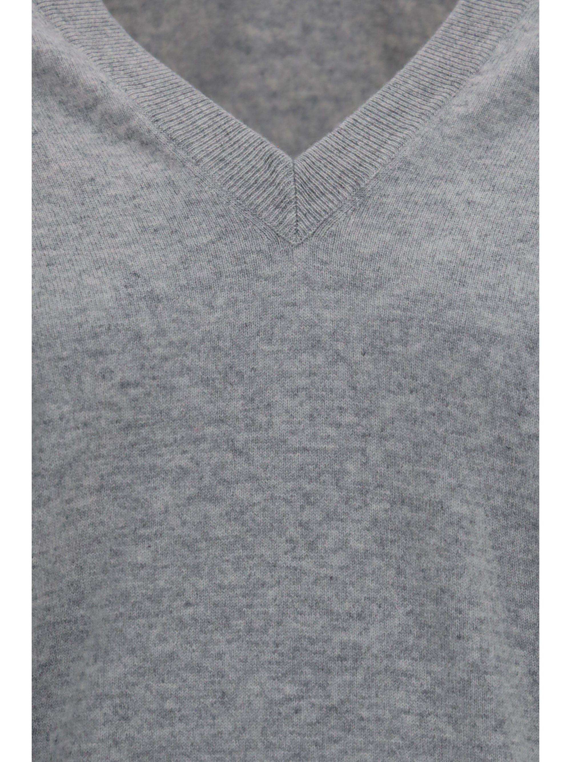 V-Neck Cashmere Sweater — Gray
