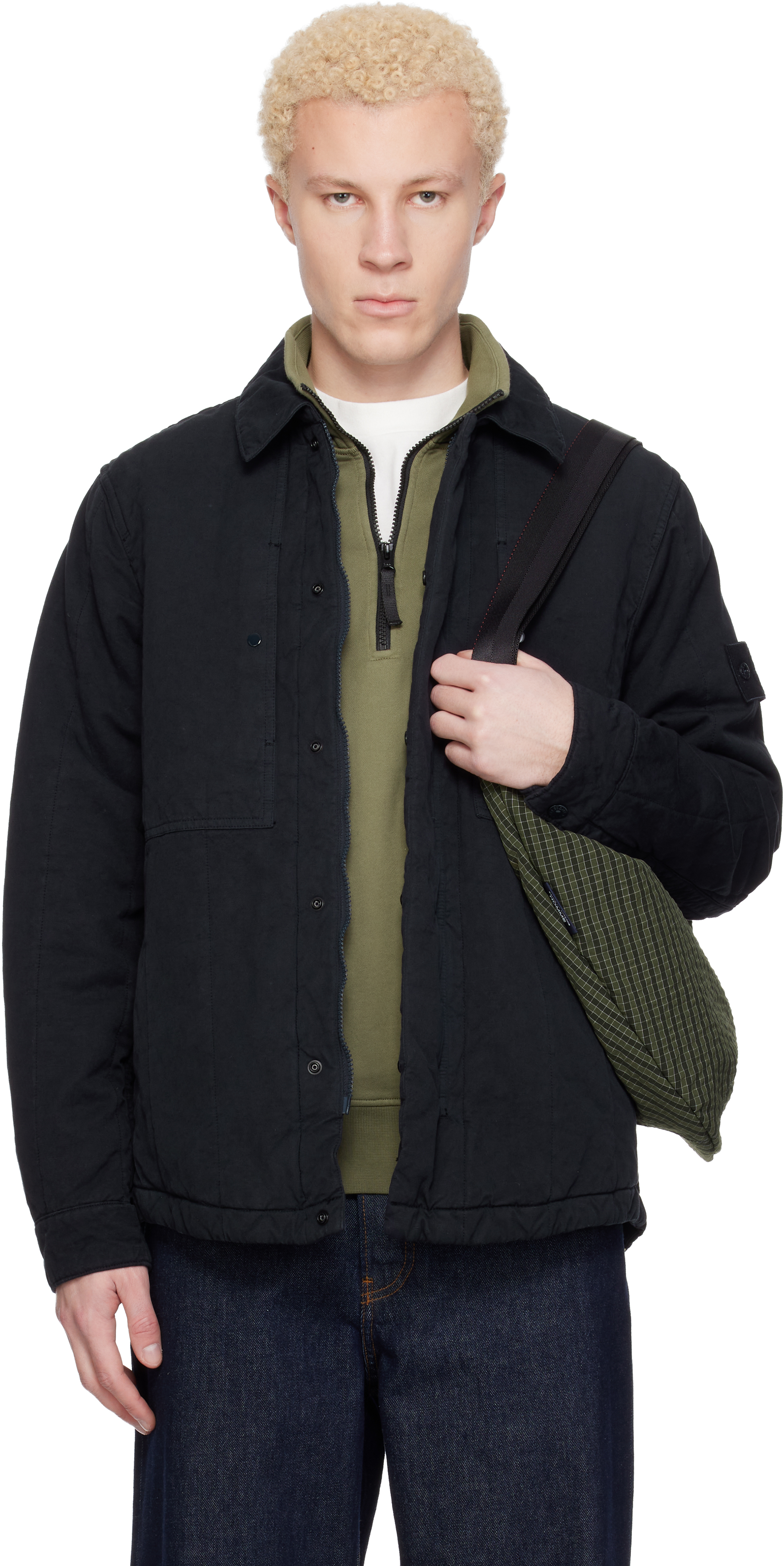 Navy 4100038 Cotton Linen Quilted-TC Ghost Jacket