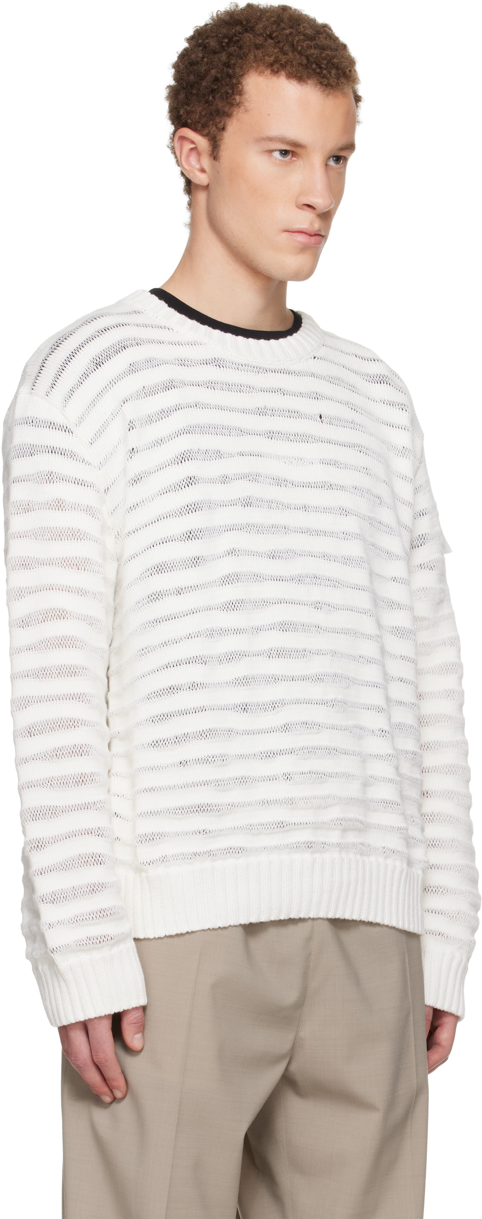 Off-White Open-Knit Stripe Sweater