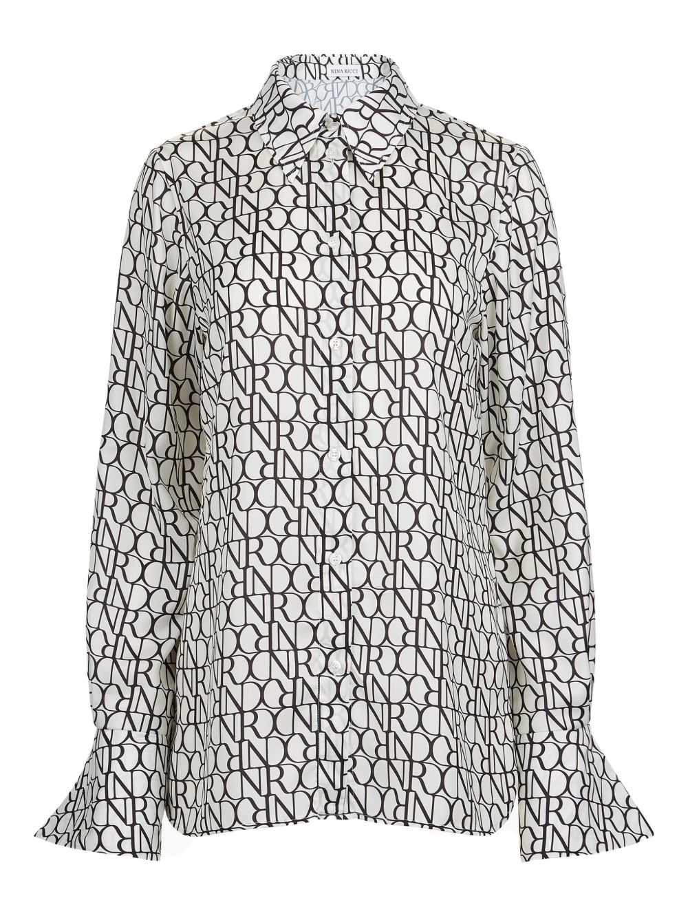 Bell-cuff printed shirt - White