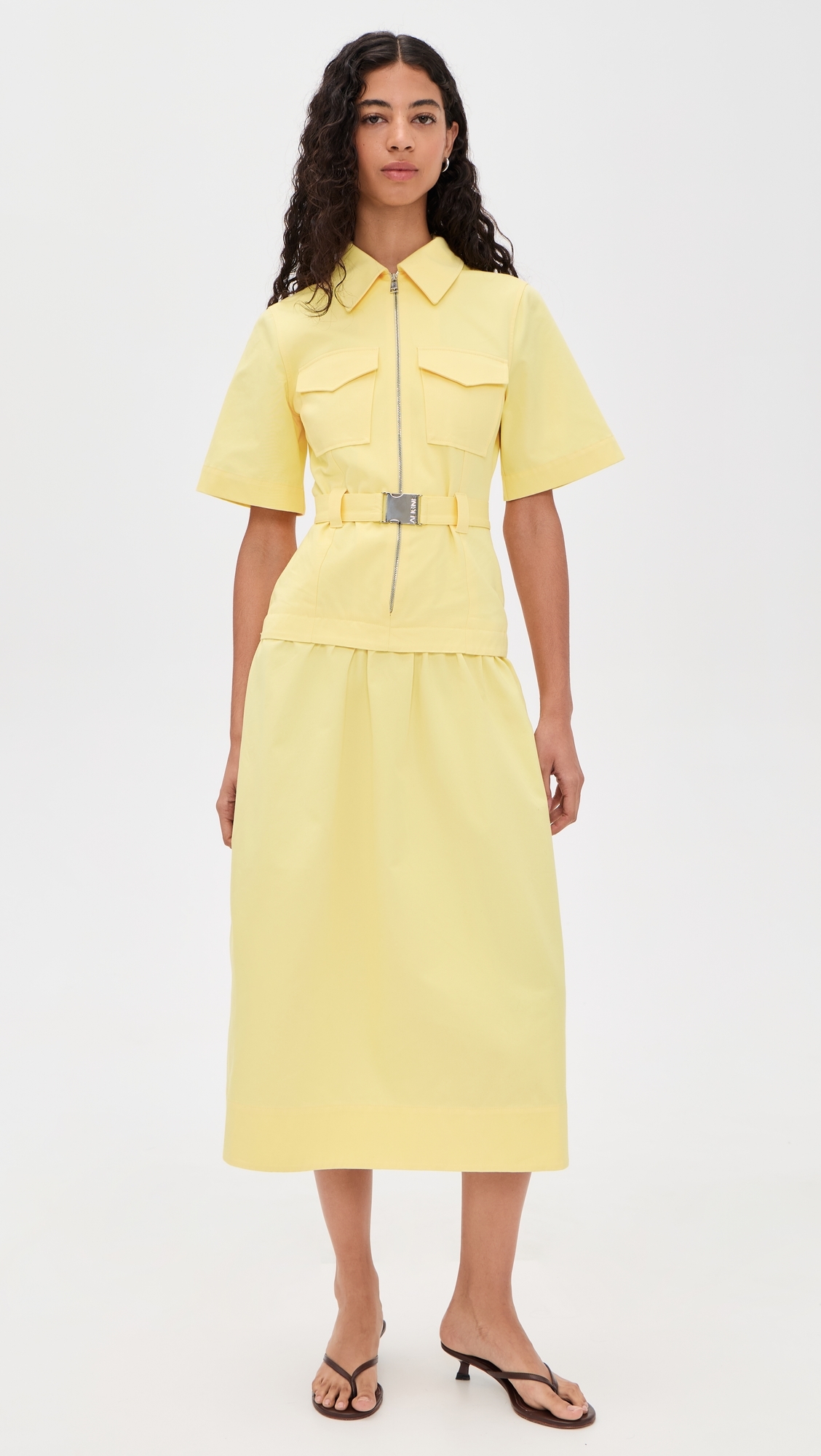Pearl Belted Dress Butter Yellow