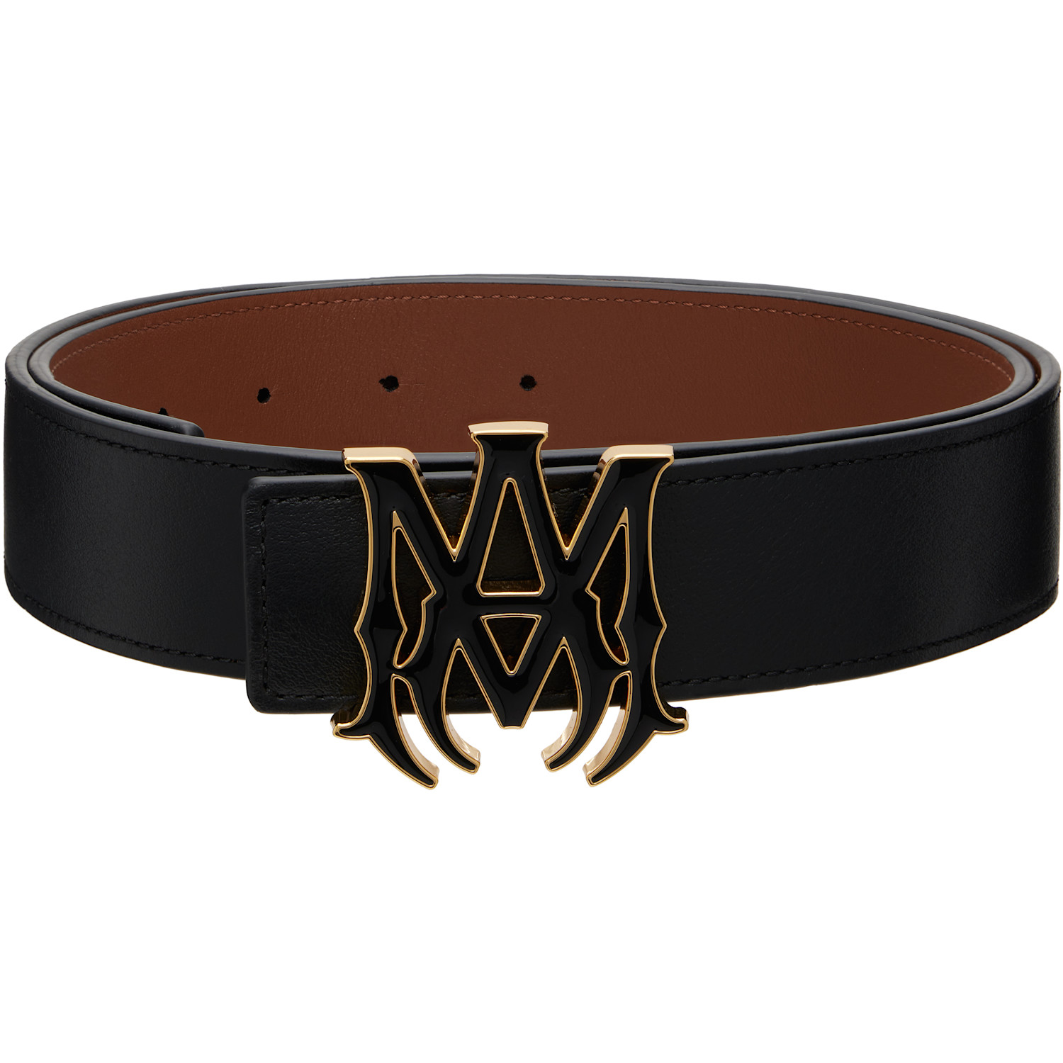 Black 'MA' 4cm Enamel Reversible Belt