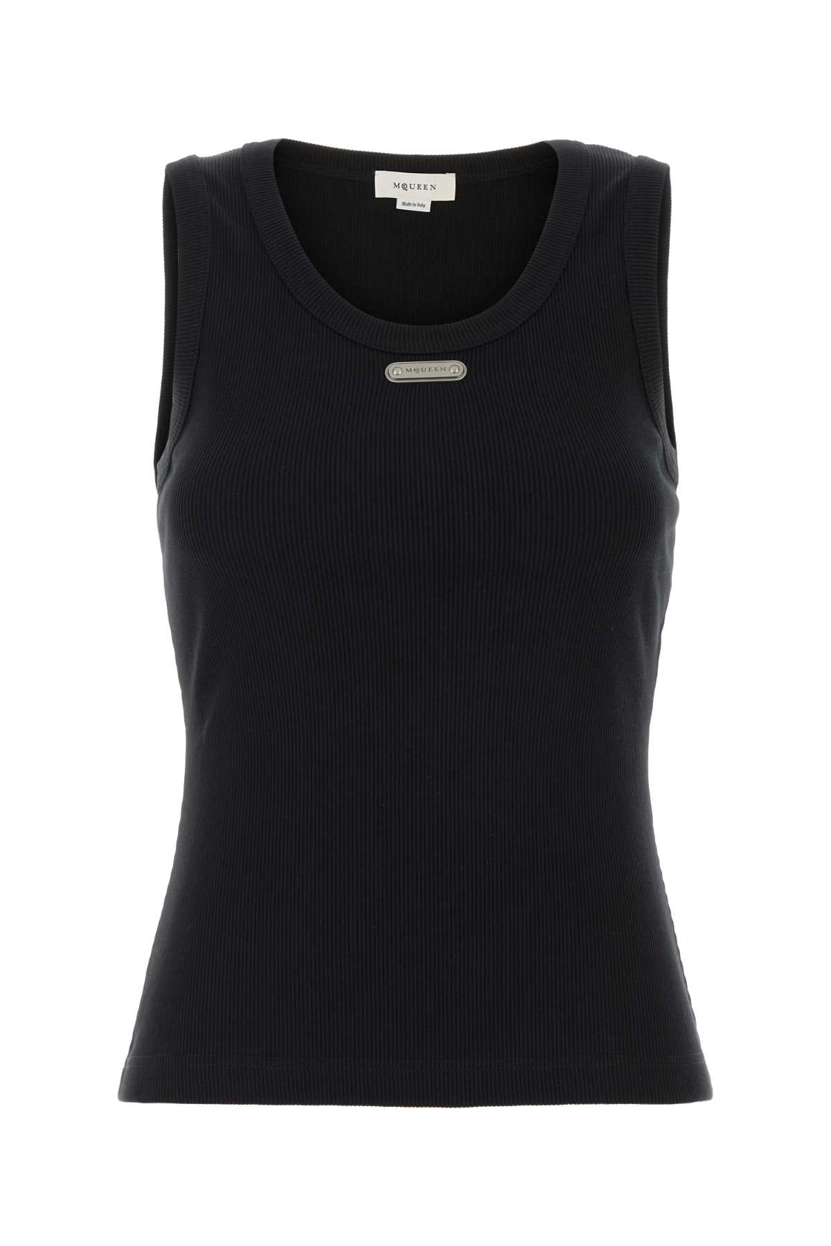 Stretch Cotton Tank Top — Black