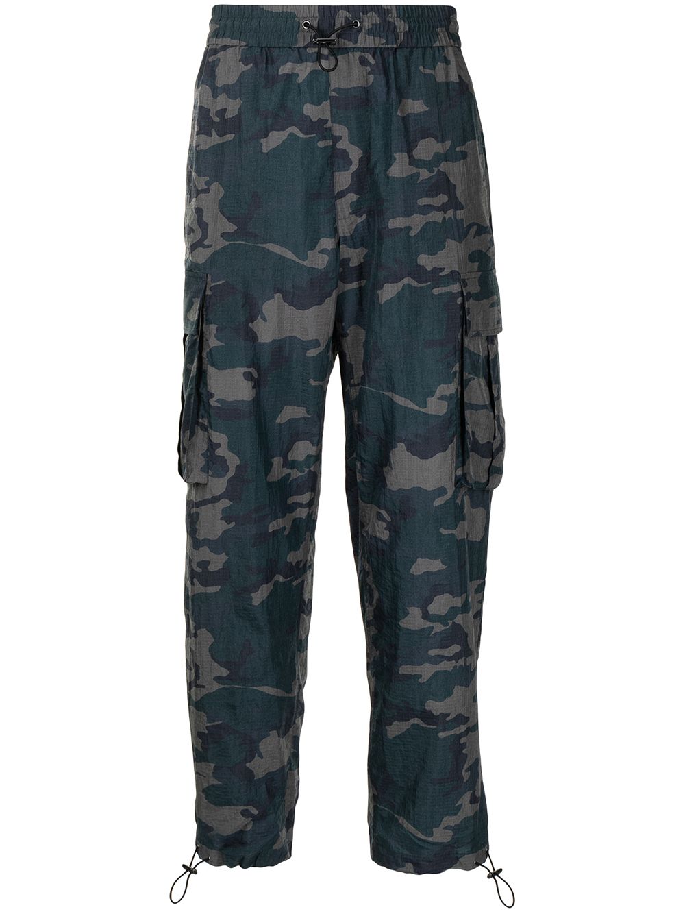 Camouflage-print cargo trousers - Blue