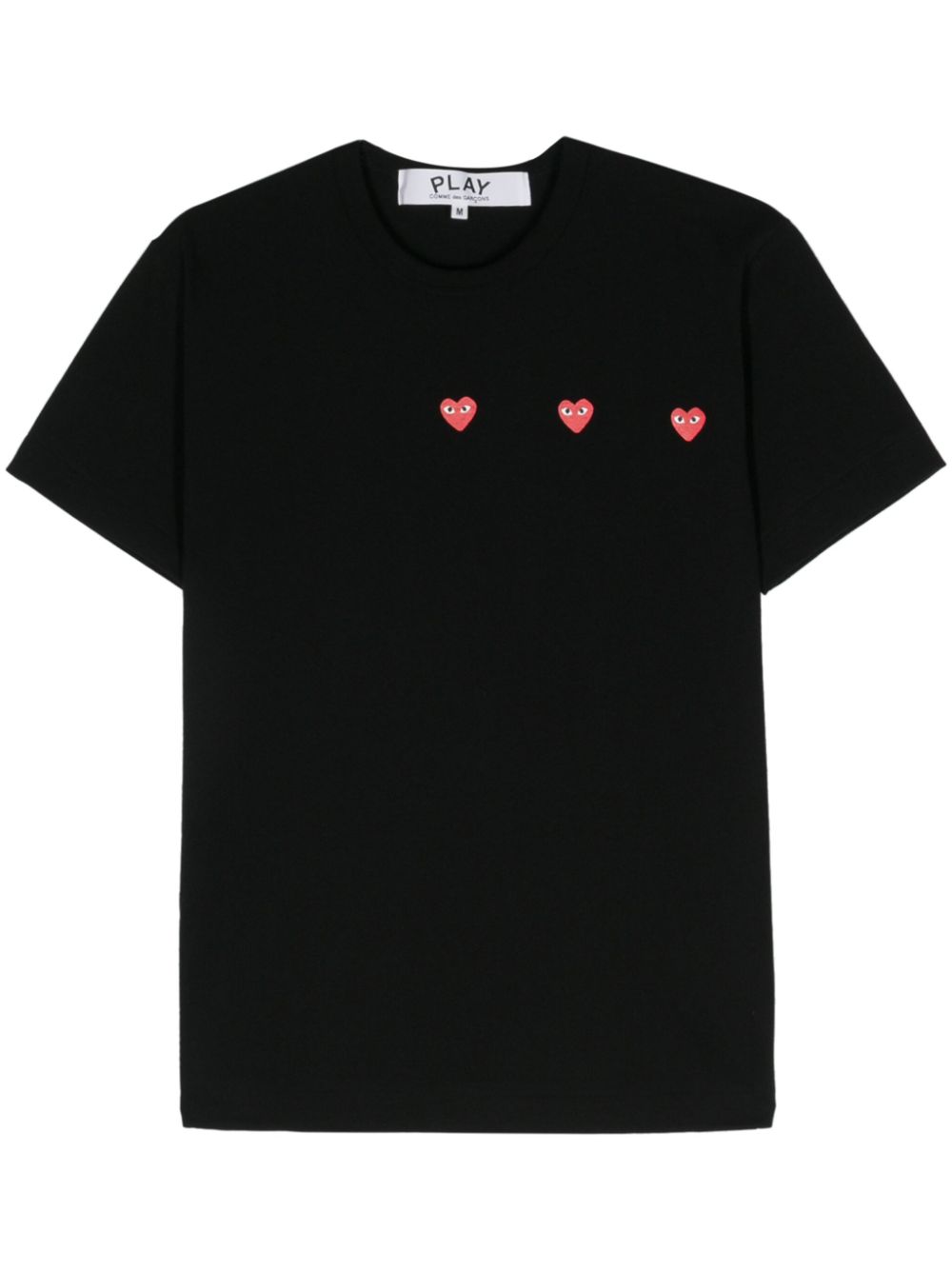 Triple Heart Logo-Embroidered T-Shirt — Black