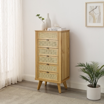 Linon Mila Jewelry 5 Drawer Armoire, Natural