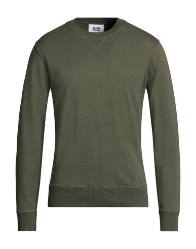 Man Sweatshirt Military green Size 36 Cotton