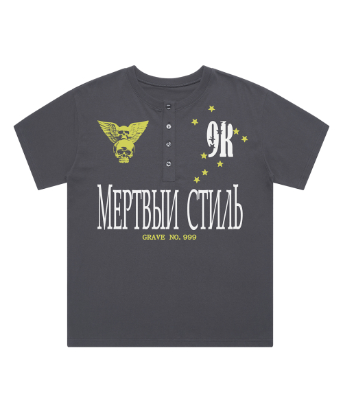 NO999 Henley Neck Short Sleeve T-Shirt _2color
