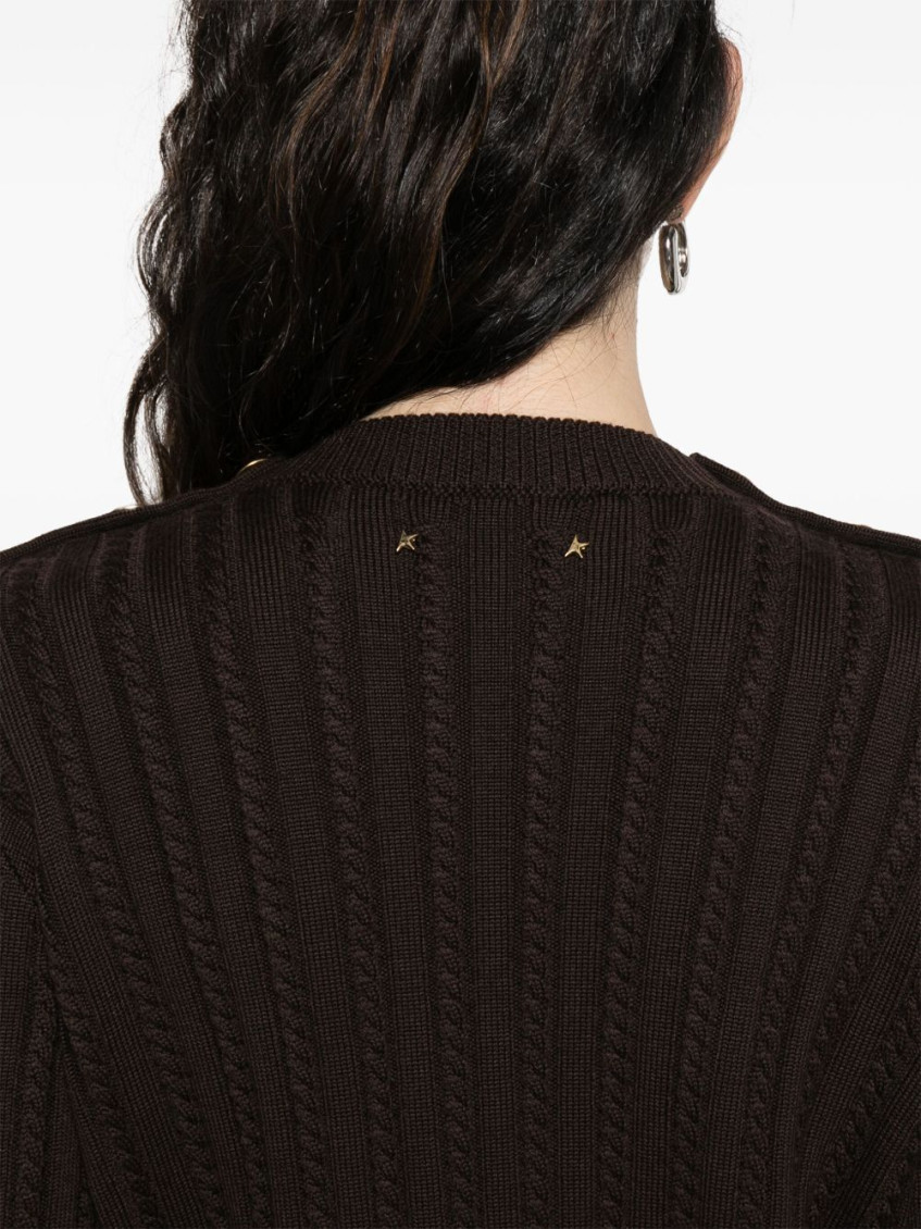 Journey W'S Ofra Regular Knit Crewneck Shoulder Botton Wool Cable Knitwear Brown