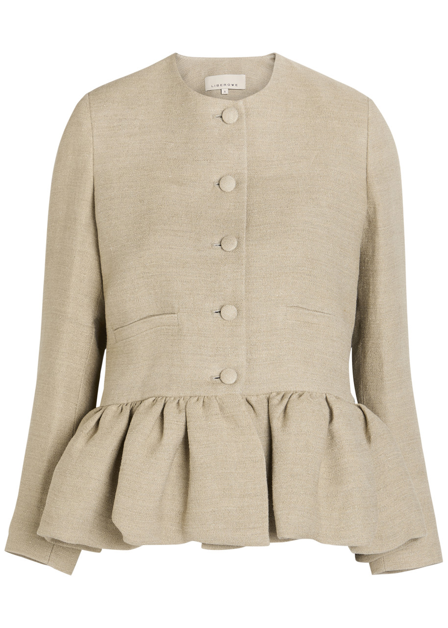 Peplum-hem Linen Jacket