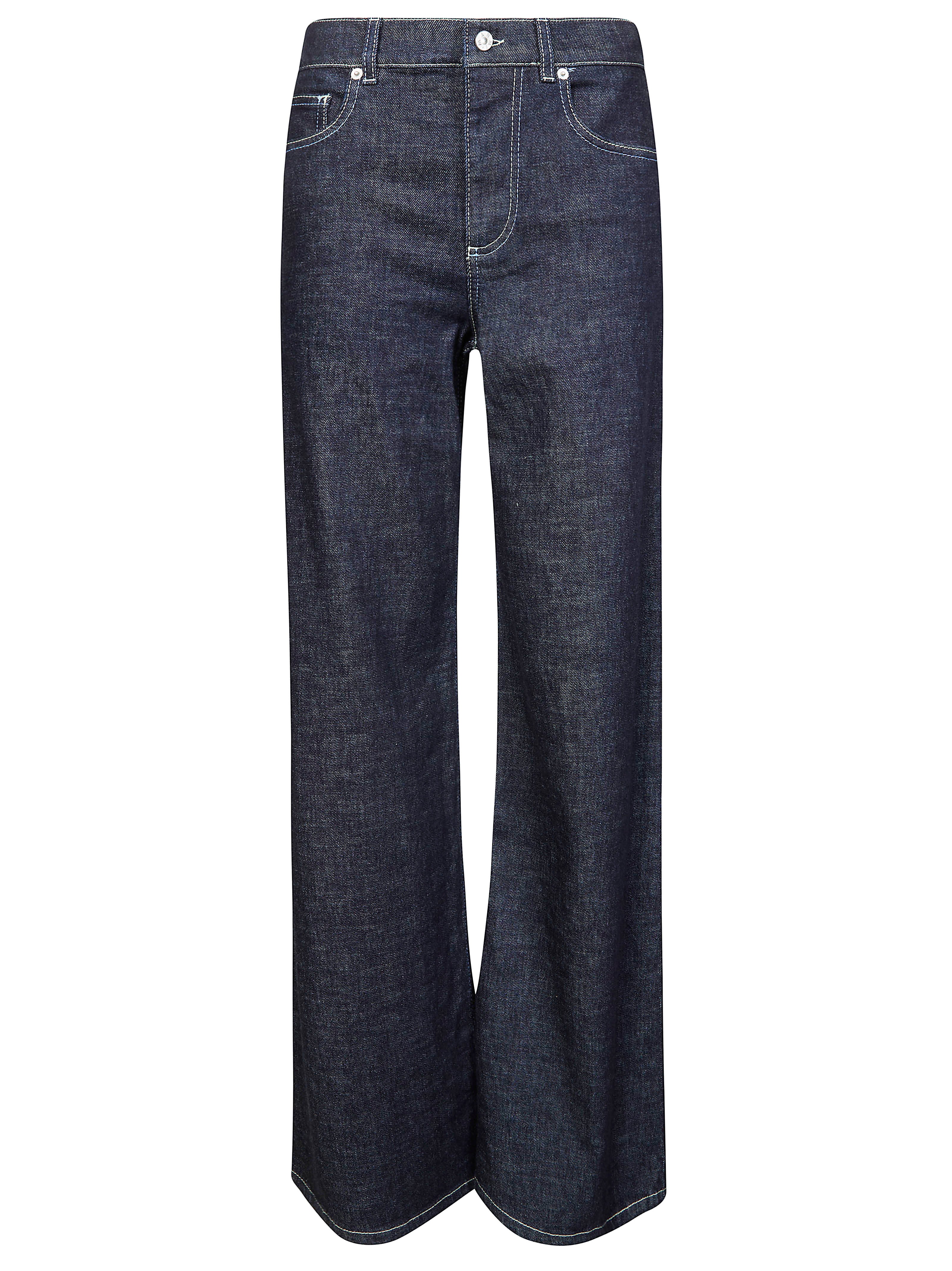 Wide Leg Stretch Denim Trousers in Women's Fit