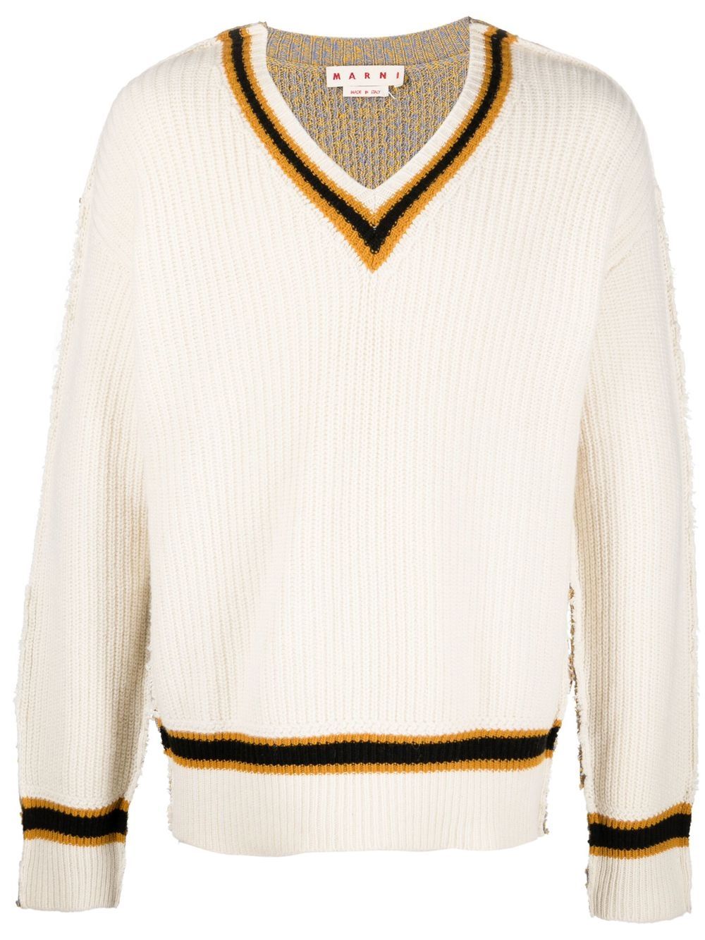 V-neck knitted jumper - Neutrals