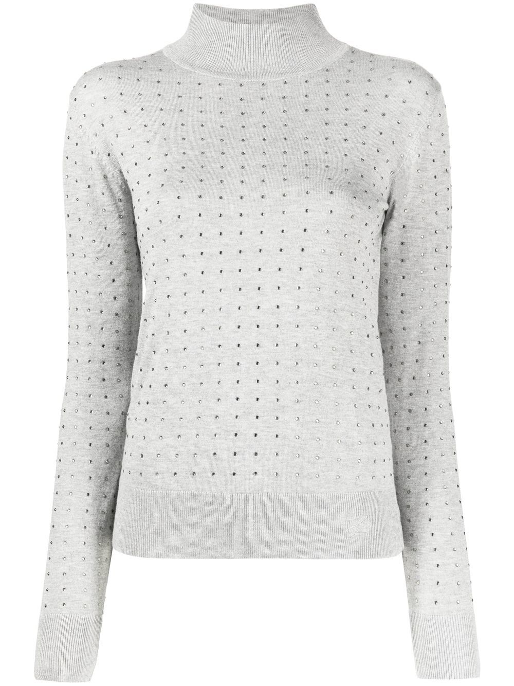 Rhinestone open-back jumper - Grey