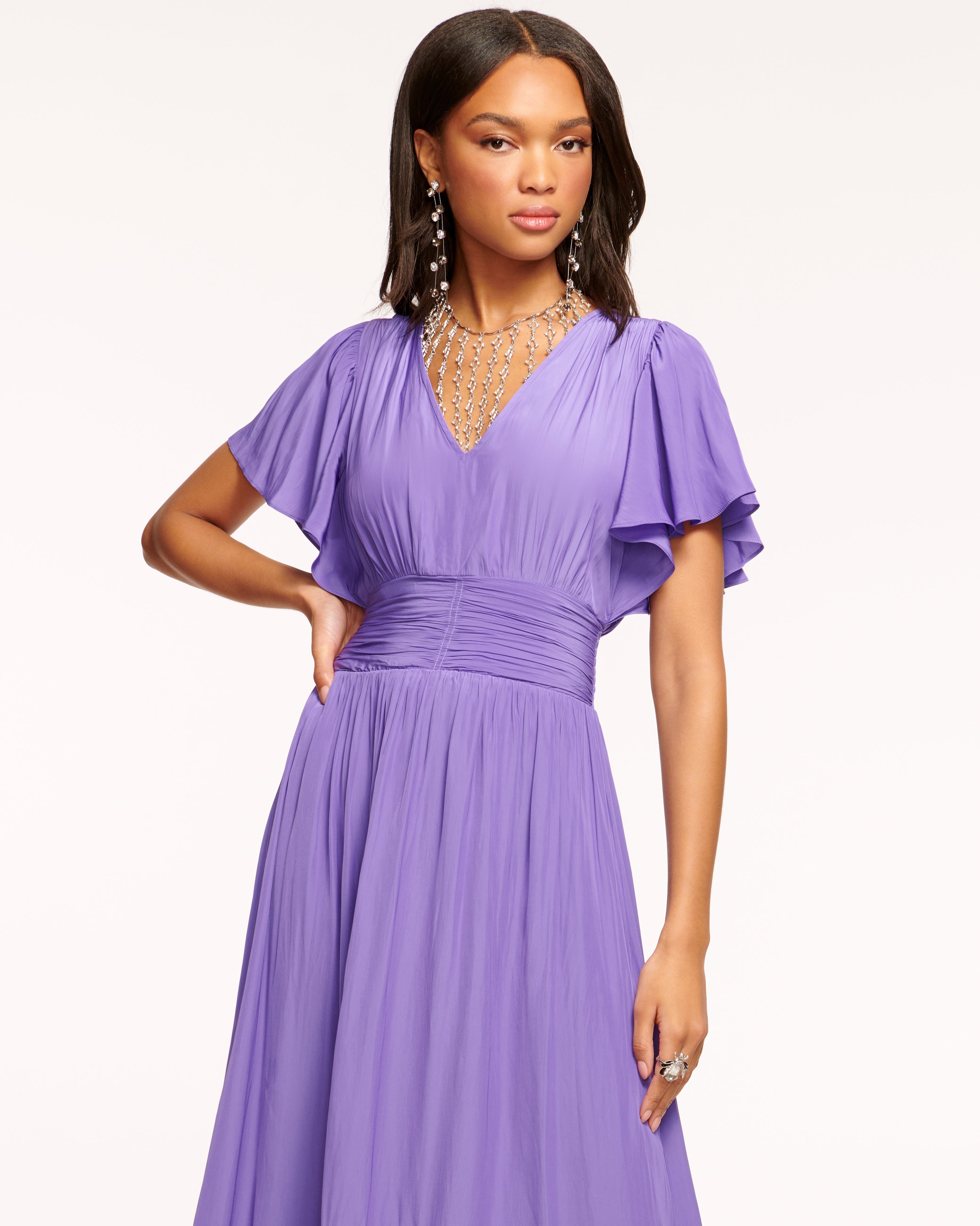 Joanie Short Sleeve Maxi Dress in Pink Petunia