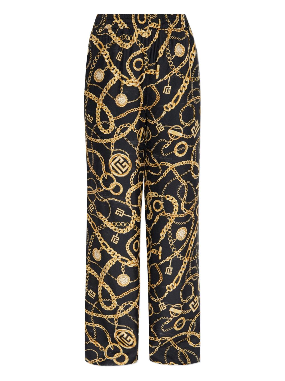 Chain-print silk trousers - Black