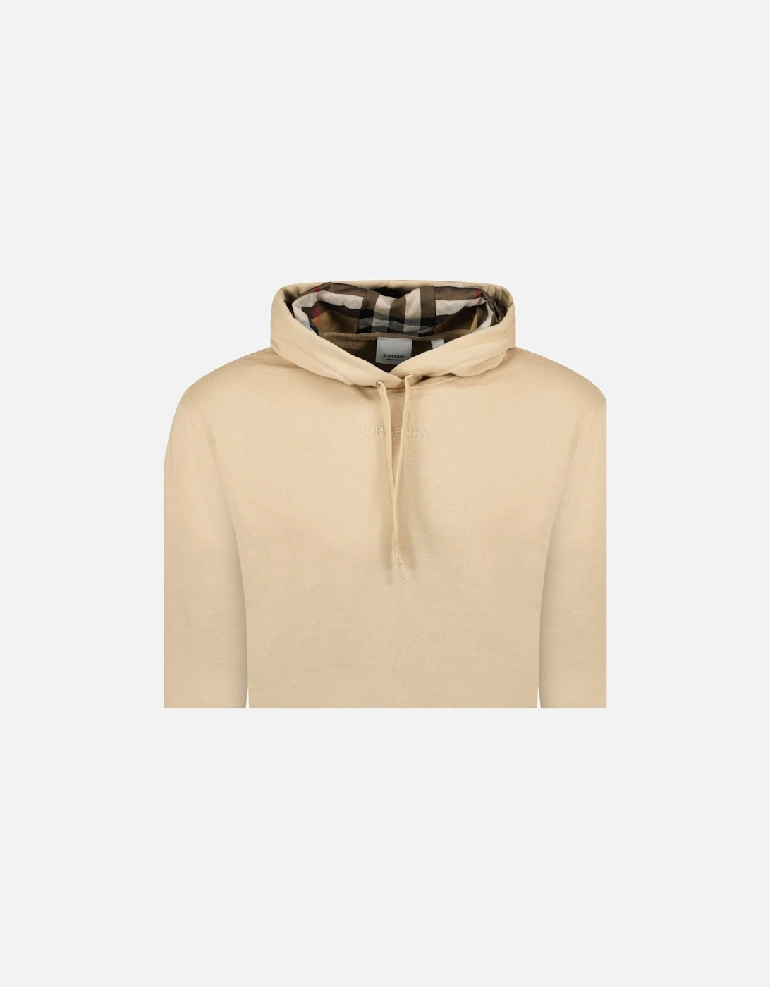 Women's Burberry 'Talley' Embroidery Logo Check Hooded Sweatshirt Beige - Crea