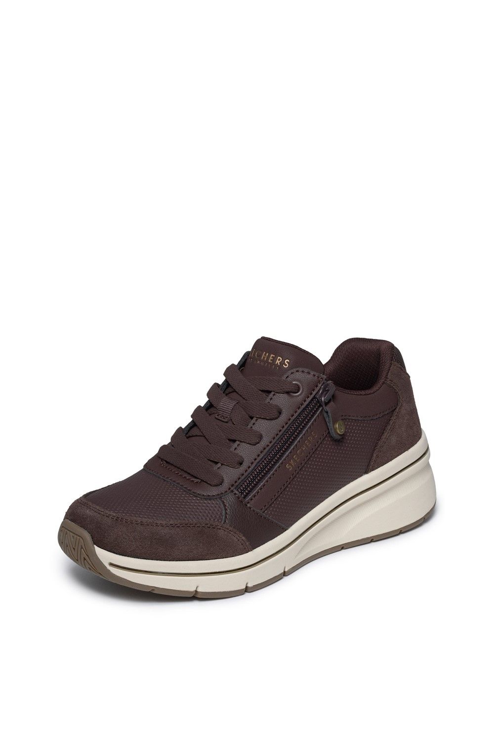 Skechers Billion Flex Luxe Up Trainer In Chocolate