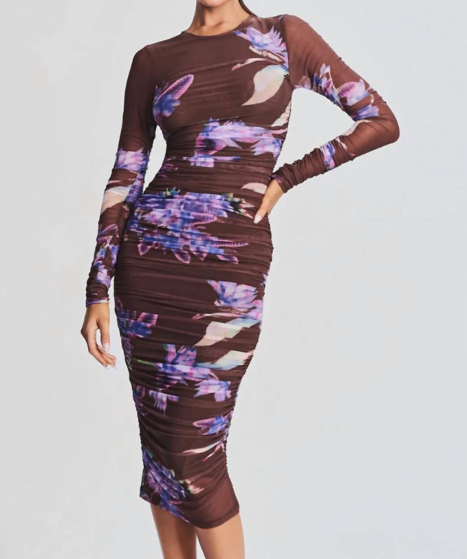 Shay Midi Dress In Brown