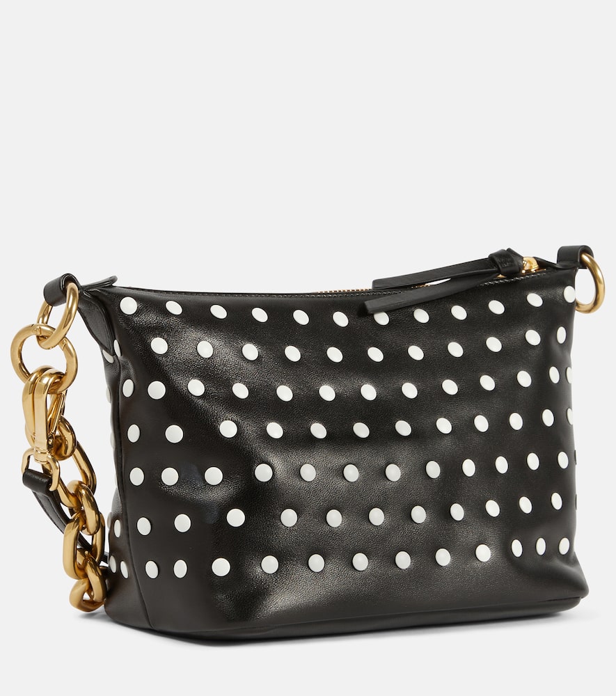 Polka-dot leather shoulder bag