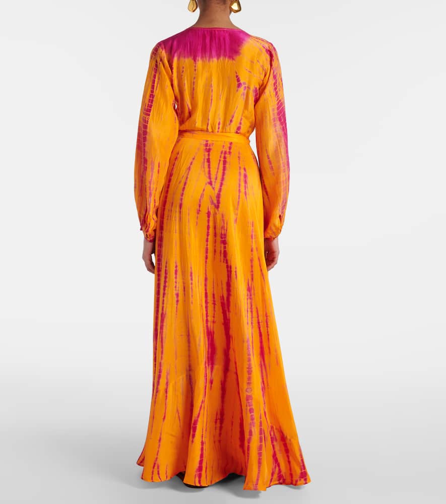 Tie-dye silk wrap dress