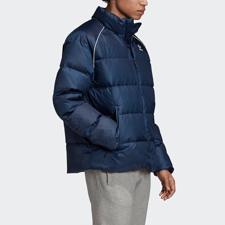 Originals Adicol Jacket 1 Stay Warm Solid Color raglan sleeve Stand Collar Down Jacket Navy Blue