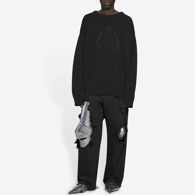 BB Laurel Crown Logo Crewneck Knitted Sweater 'Black'