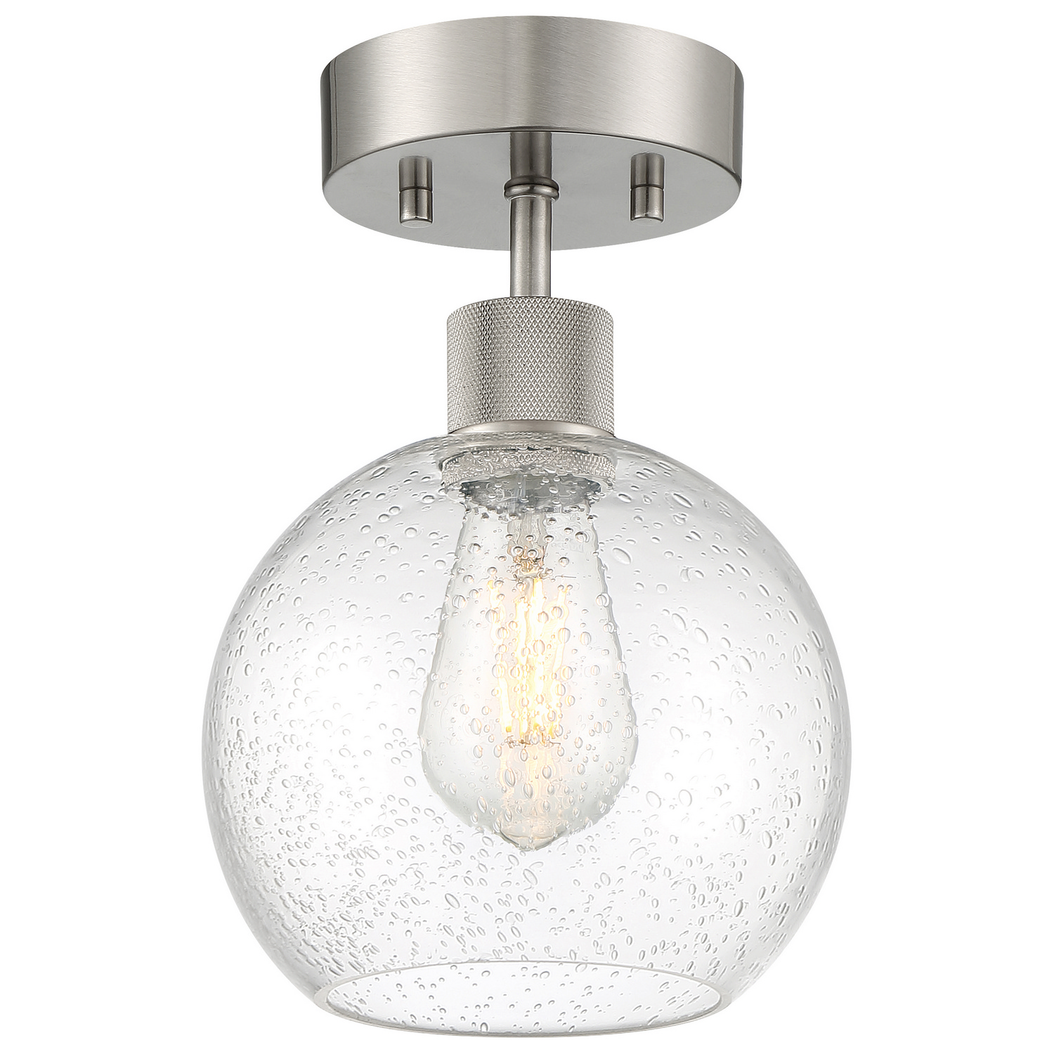 Brushed Steel LED Semi Flush Mount from the Port Nine Burgundy Collection