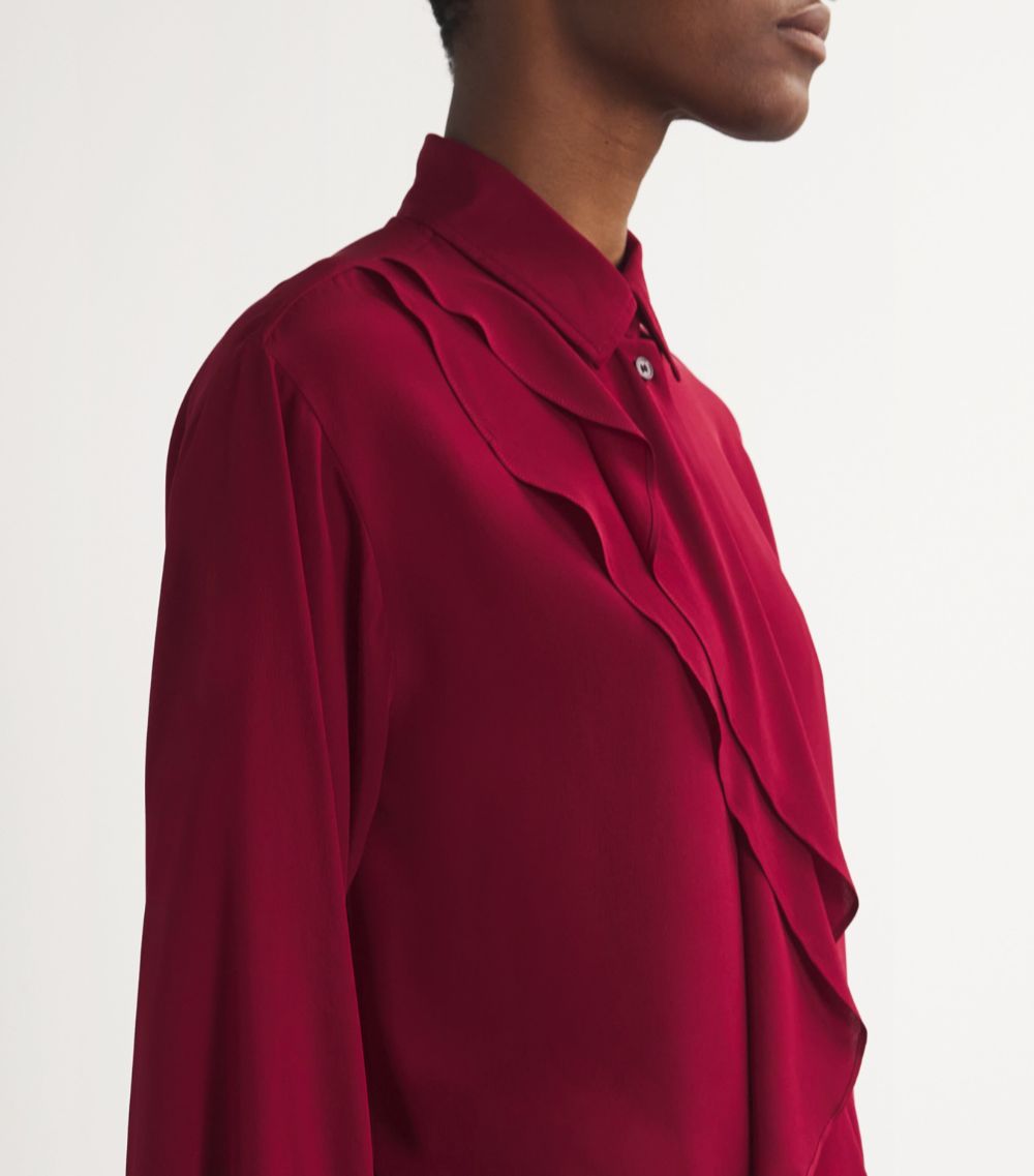 Silk Ruffle-Trim Blouse