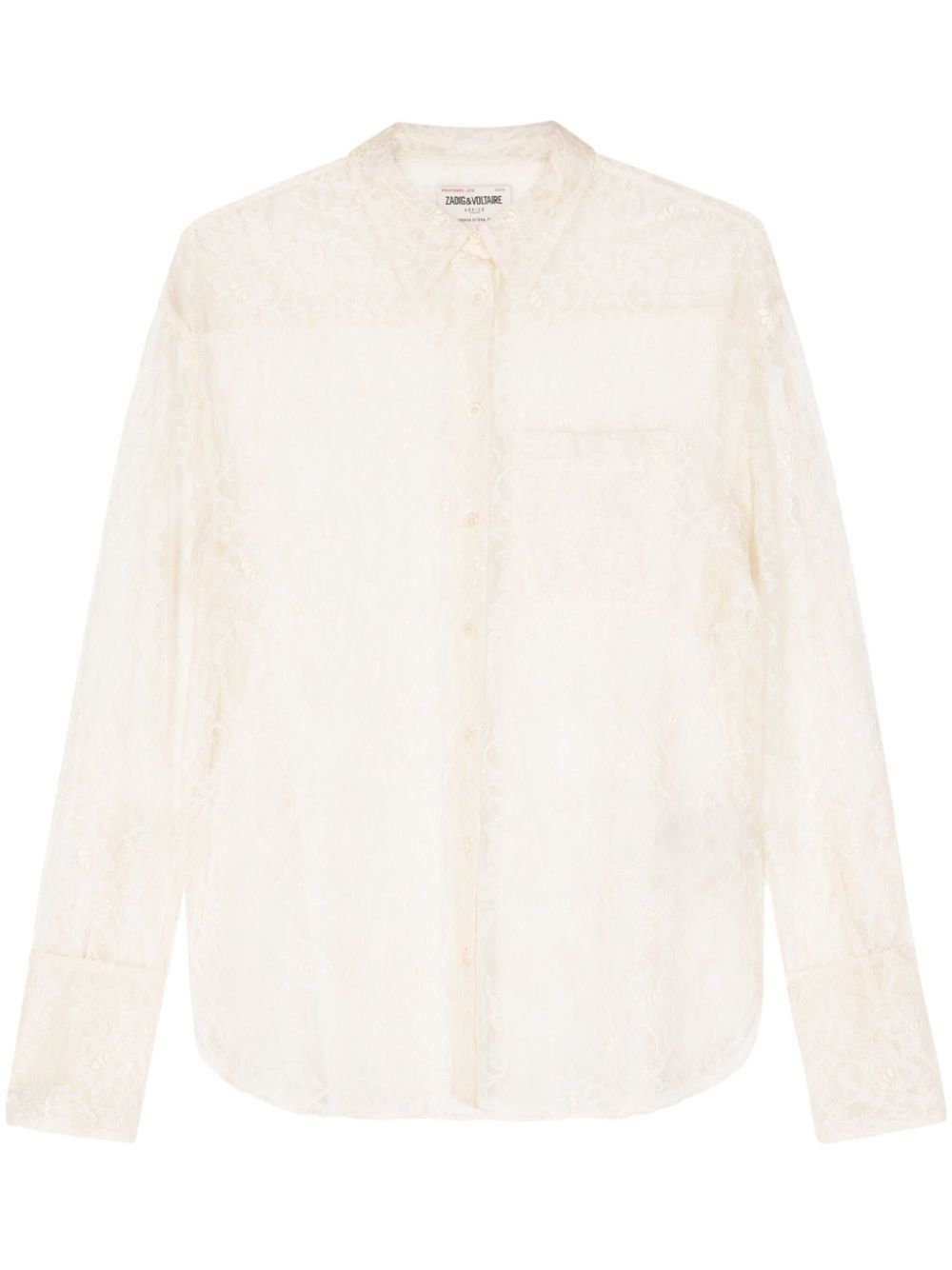 Tyrone floral-lace mesh shirt - Neutrals