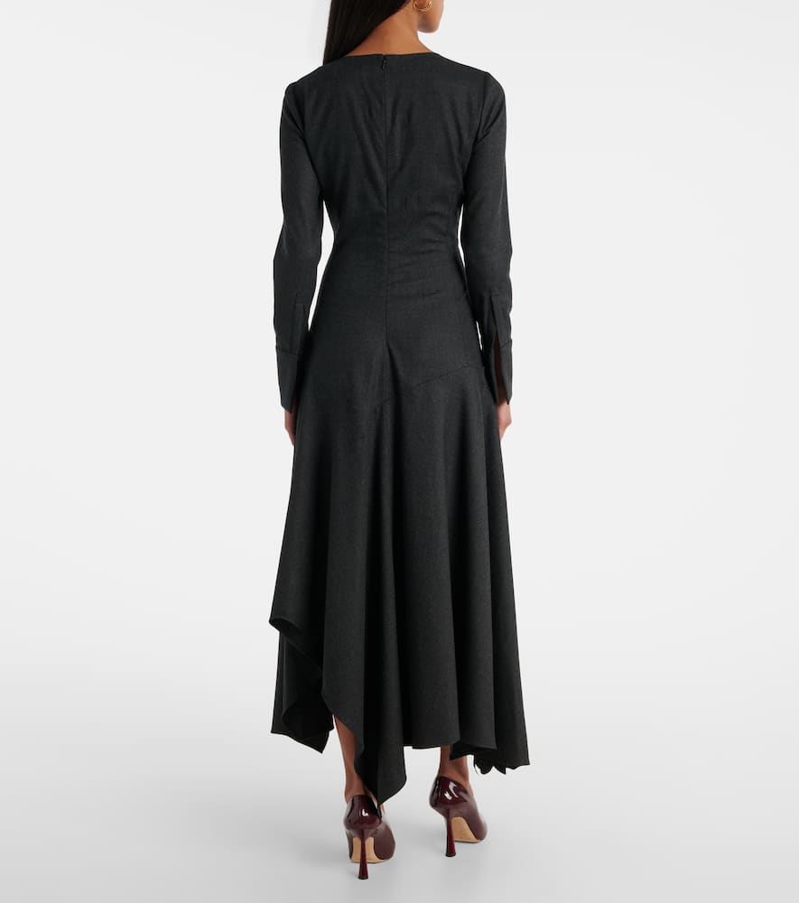 Peony asymmetric wool midi dress