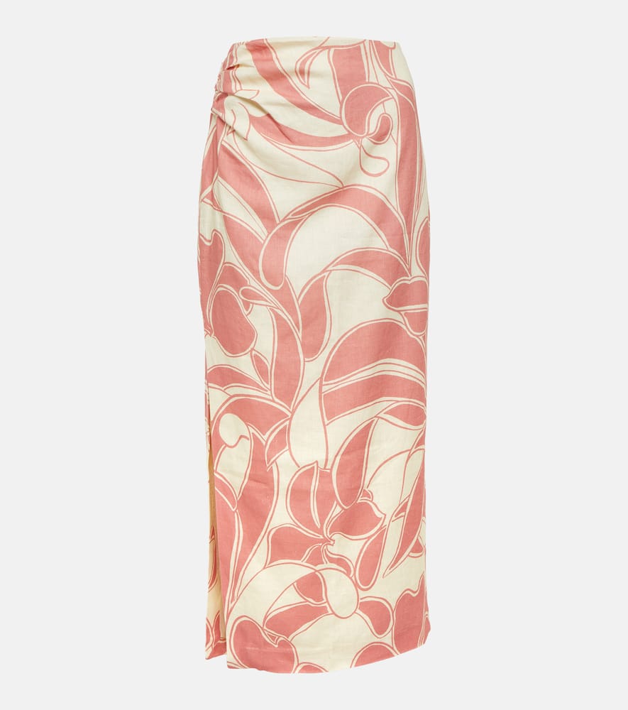 Belletto printed linen maxi skirt