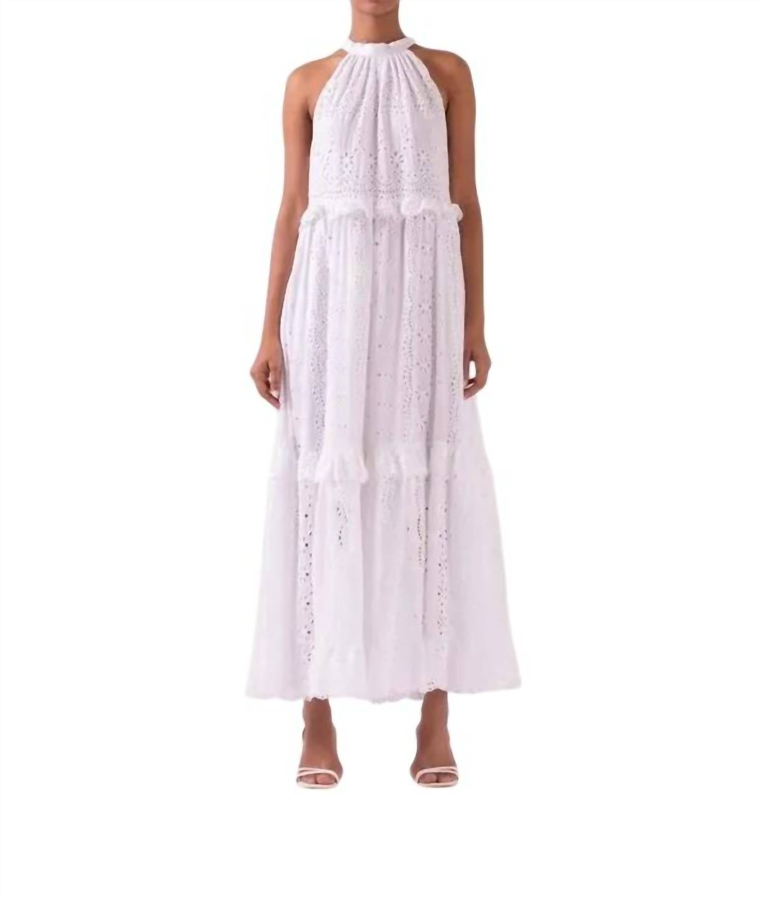 Azalea Halter Neck Tiered Dress In White
