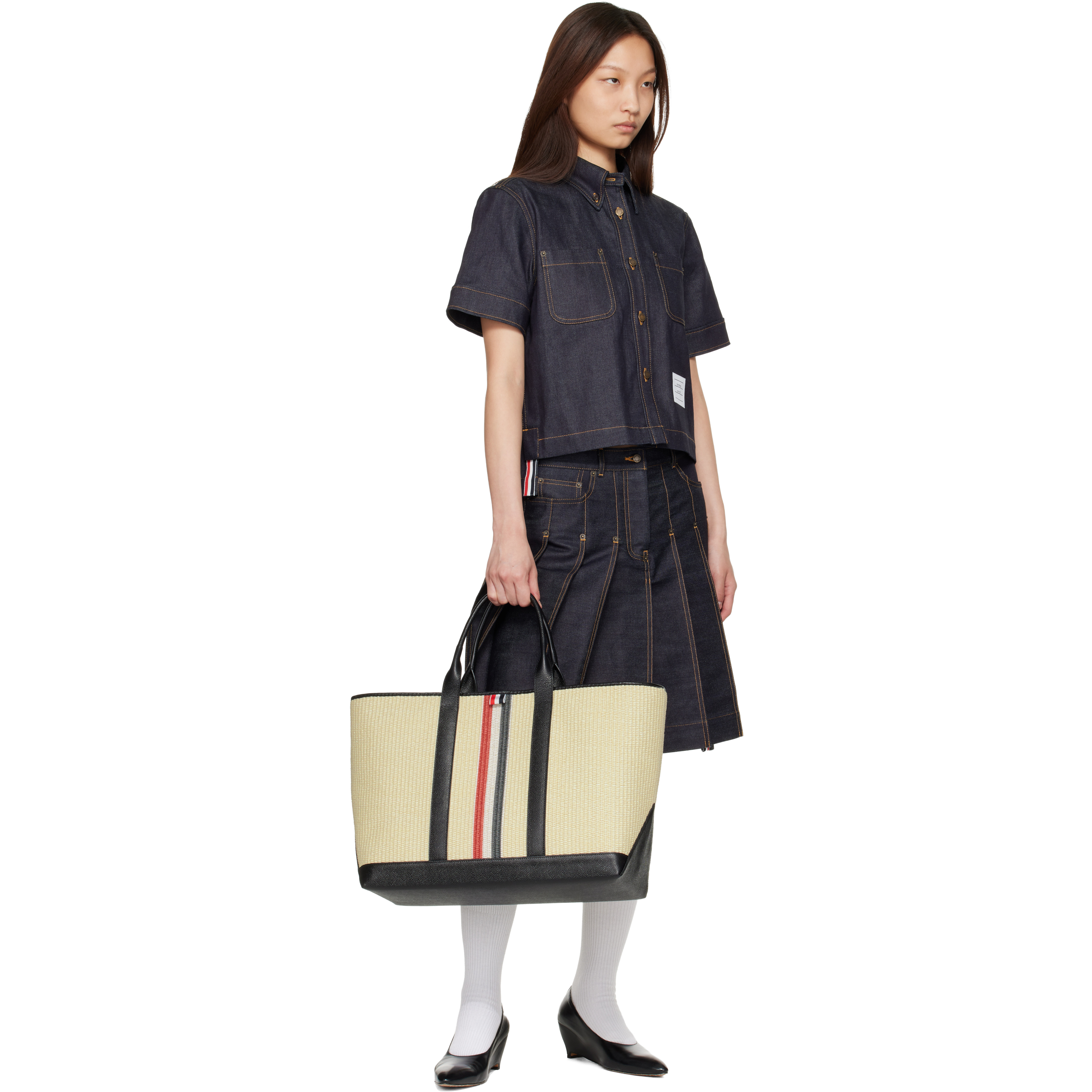 Beige Medium Tool RWB Stripe Tote