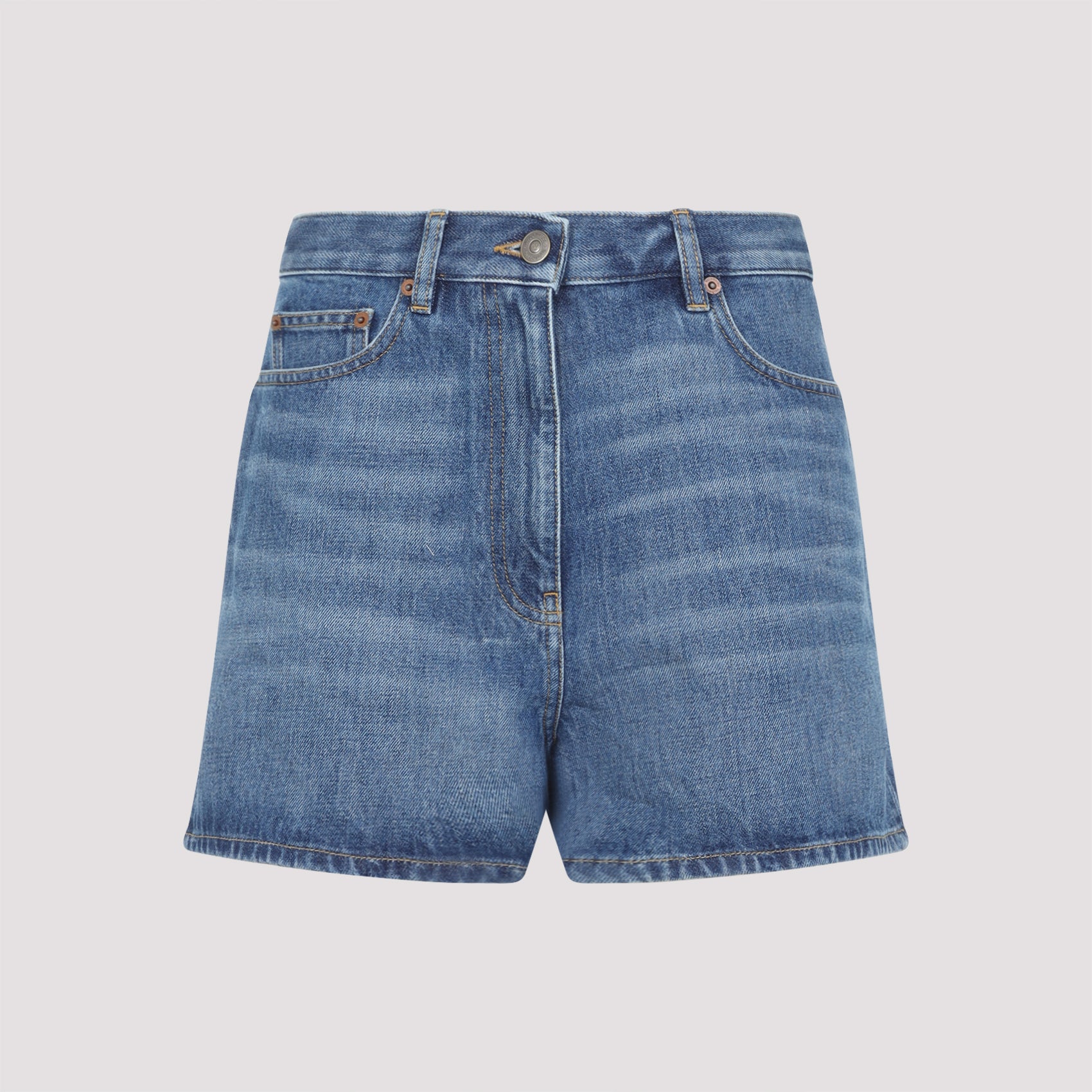 Denim Shorts with Logo Patch