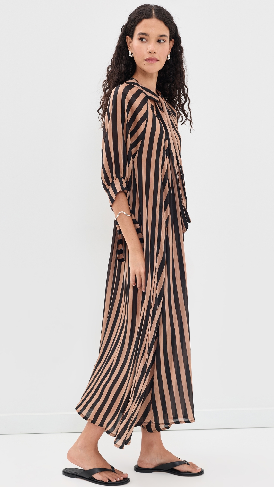 Monét Dress Thick Stripe Black & Tan