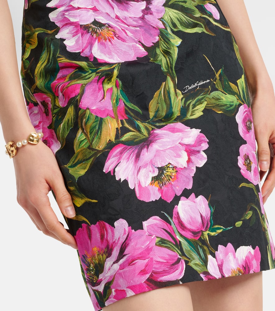 Floral cotton jacquard minidress