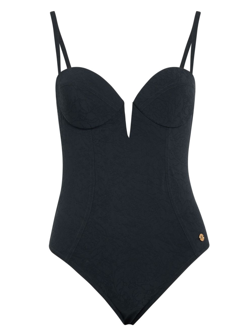 Barocco-jacquard swimsuit - Black