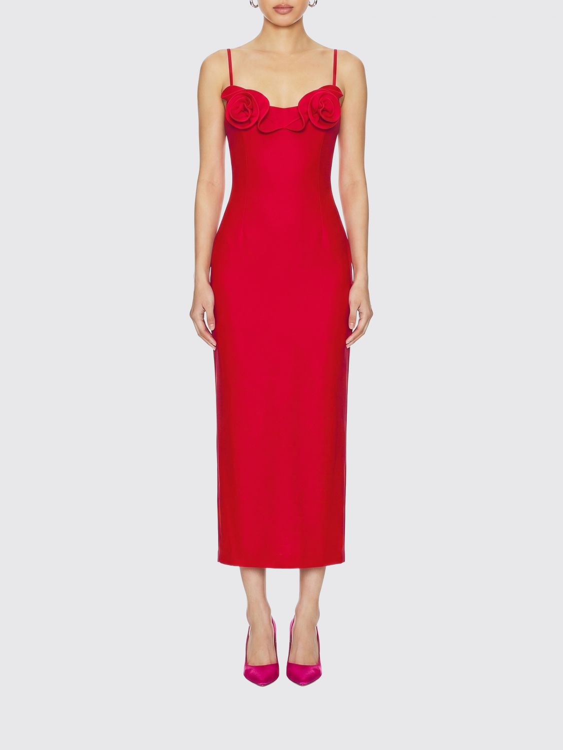 Magda Butrym Floral Applique Midi Dress in Red - Red. 34 also