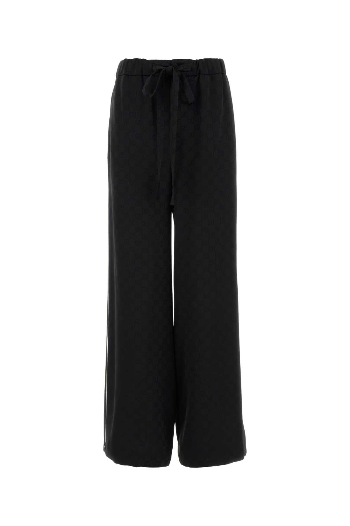Satin Pyjama Trousers — Black