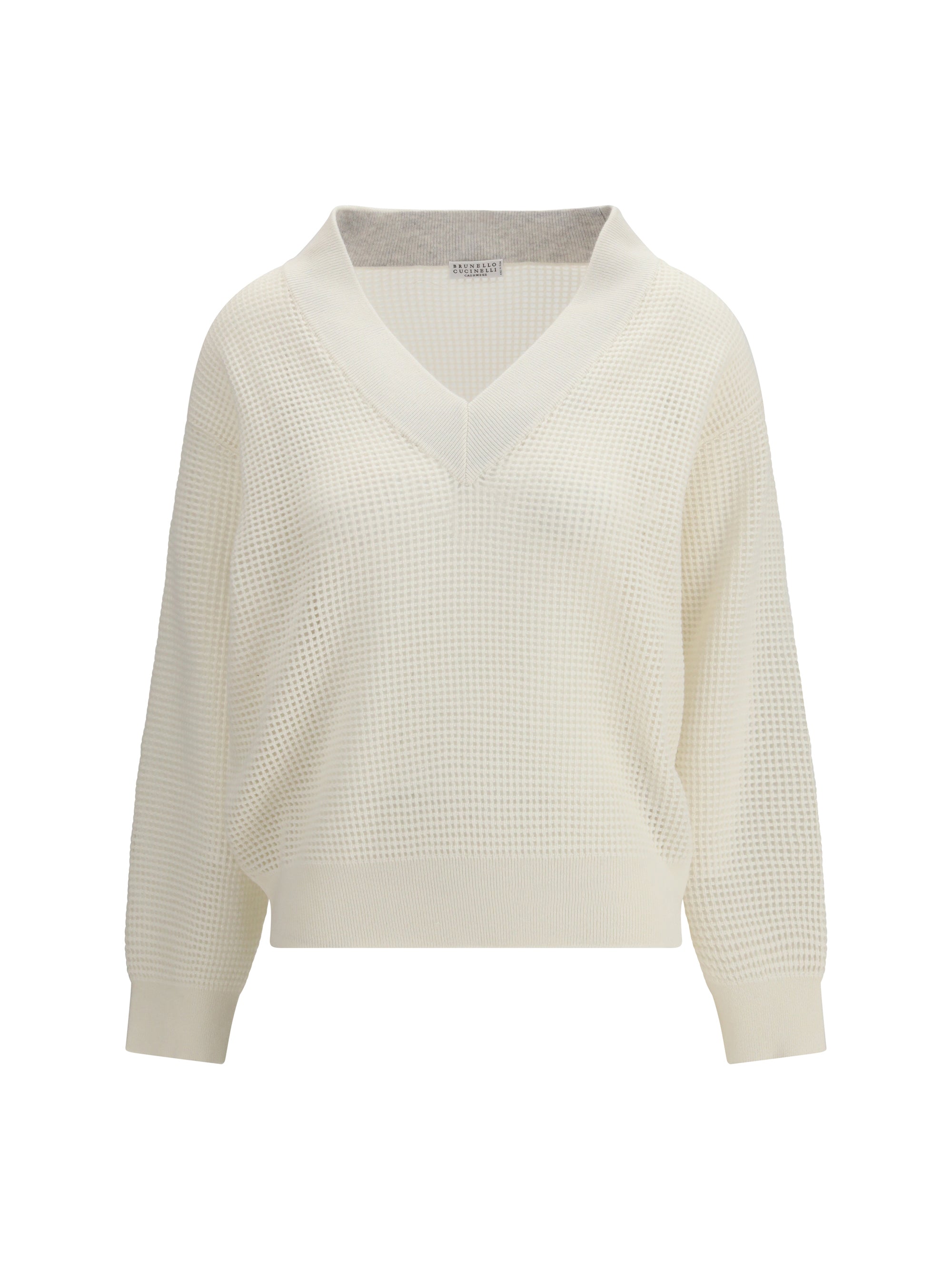 Cashmere Net Sweater — Beige